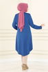 Button Detail Tunic MSL1179 Indigo - Thumbnail