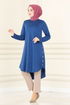 Button Detail Tunic MSL1179 Indigo - Thumbnail