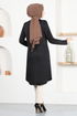 Button Detail Tunic MSL1180 Black - Thumbnail