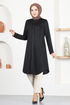 Button Detail Tunic MSL1180 Black - Thumbnail