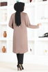 Button Detail Tunic MSL1180 Mink - Thumbnail