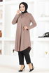 Button Detail Tunic MSL1180 Mink - Thumbnail