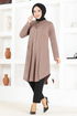 Button Detail Tunic MSL1180 Mink - Thumbnail