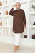 Button Detail Tunic MSL7338 Brown - Thumbnail