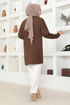 Button Detail Tunic MSL7338 Brown - Thumbnail