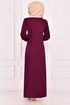 Buttoned Dress Burgundy ASM21510 - Thumbnail