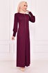 Buttoned Dress Burgundy ASM21510 - Thumbnail