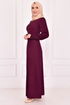 Buttoned Dress Burgundy ASM21510 - Thumbnail