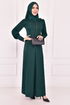 Buttoned Dress Emerald ASM21510 - Thumbnail