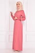 Buttoned Dress Salmon ASM21510 - Thumbnail