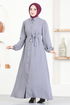 Buttoned Up Dress ASN114 Grey - Thumbnail