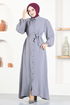 Buttoned Up Dress ASN114 Grey - Thumbnail