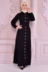 Buttoned Up Dress Black NEV14834 - Thumbnail