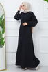 Buttoned Up Dress EFS545 Black - Thumbnail