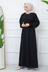 Buttoned Up Dress EFS545 Black - Thumbnail