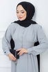 Buttoned Up Dress EFS545 Grey - Thumbnail