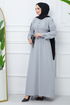 Buttoned Up Dress EFS545 Grey - Thumbnail