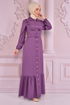 Buttoned Up Dress Lilac NEV14834 - Thumbnail