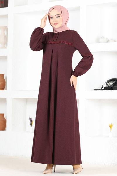 MSL - Buttoned Up Dress MSL14321 Burgundy