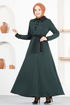 Buttoned Up Dress MSL9048 Emerald - Thumbnail