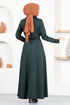 Buttoned Up Dress MSL9048 Emerald - Thumbnail