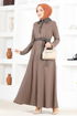 Buttoned Up Dress MSL9048 Mink - Thumbnail