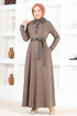 Buttoned Up Dress MSL9048 Mink - Thumbnail