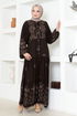 Buttoned Up Dress ZNK4690 Brown - Thumbnail