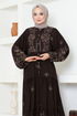 Buttoned Up Dress ZNK4690 Brown - Thumbnail