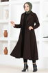 Buttoned Up Stamp Coat MSL5455 Brown - Thumbnail