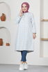 Buttoned Up Tunic MSL1168 Baby Blue - Thumbnail