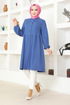 Buttoned Up Tunic MSL217 Indigo - Thumbnail