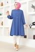 Buttoned Up Tunic MSL217 Indigo - Thumbnail