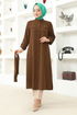 Buttoned Up Tunic MSL3056 Brown - Thumbnail