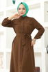 Buttoned Up Tunic MSL3056 Brown - Thumbnail