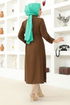 Buttoned Up Tunic MSL3056 Brown - Thumbnail