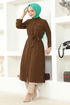 Buttoned Up Tunic MSL3056 Brown - Thumbnail