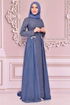 Cape Abendkleid Blau ASM2445 - Thumbnail