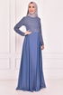 Cape Abendkleid Blau ASM2450 - Thumbnail