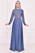 Cape Abendkleid Blau ASM2450 - Thumbnail