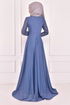 Cape Abendkleid Blau ASM2450 - Thumbnail