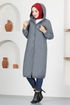 Capuche Cachet Manteau FIN5045 Anthracite - Thumbnail