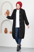 Capuche Cachet Manteau FIN5045 Noir - Thumbnail