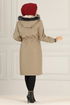 Capuche Manteau MSS5055 Taupe - Thumbnail