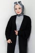 Cardigan Knitwear Dress 2121HBS932-M Black & Grey - Thumbnail