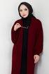 Cardigan Knitwear Dress 2121HBS932-M Burgundy & Black - Thumbnail