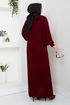 Cardigan Knitwear Dress 2121HBS932-M Burgundy & Black - Thumbnail