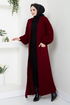 Cardigan Knitwear Dress 2121HBS932-M Burgundy & Black - Thumbnail