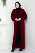 Cardigan Knitwear Dress 2121HBS932-M Burgundy & Black - Thumbnail