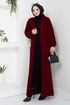 Cardigan Knitwear Dress 2121HBS932-M Burgundy & Black - Thumbnail